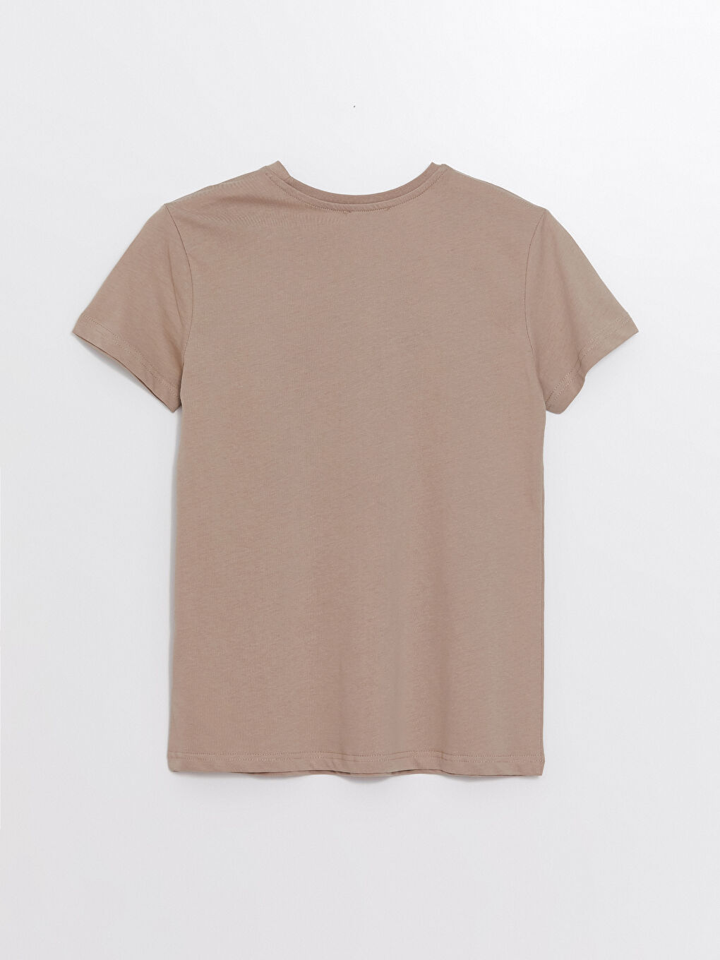 Kahverengi Bisiklet Yaka Baskılı Kısa Kollu Kadın Tişört-5