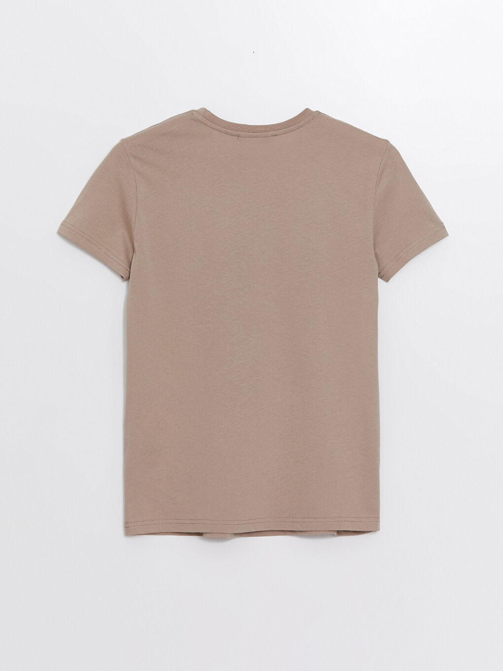 Kahverengi Bisiklet Yaka Baskılı Kısa Kollu Kadın Tişört-5