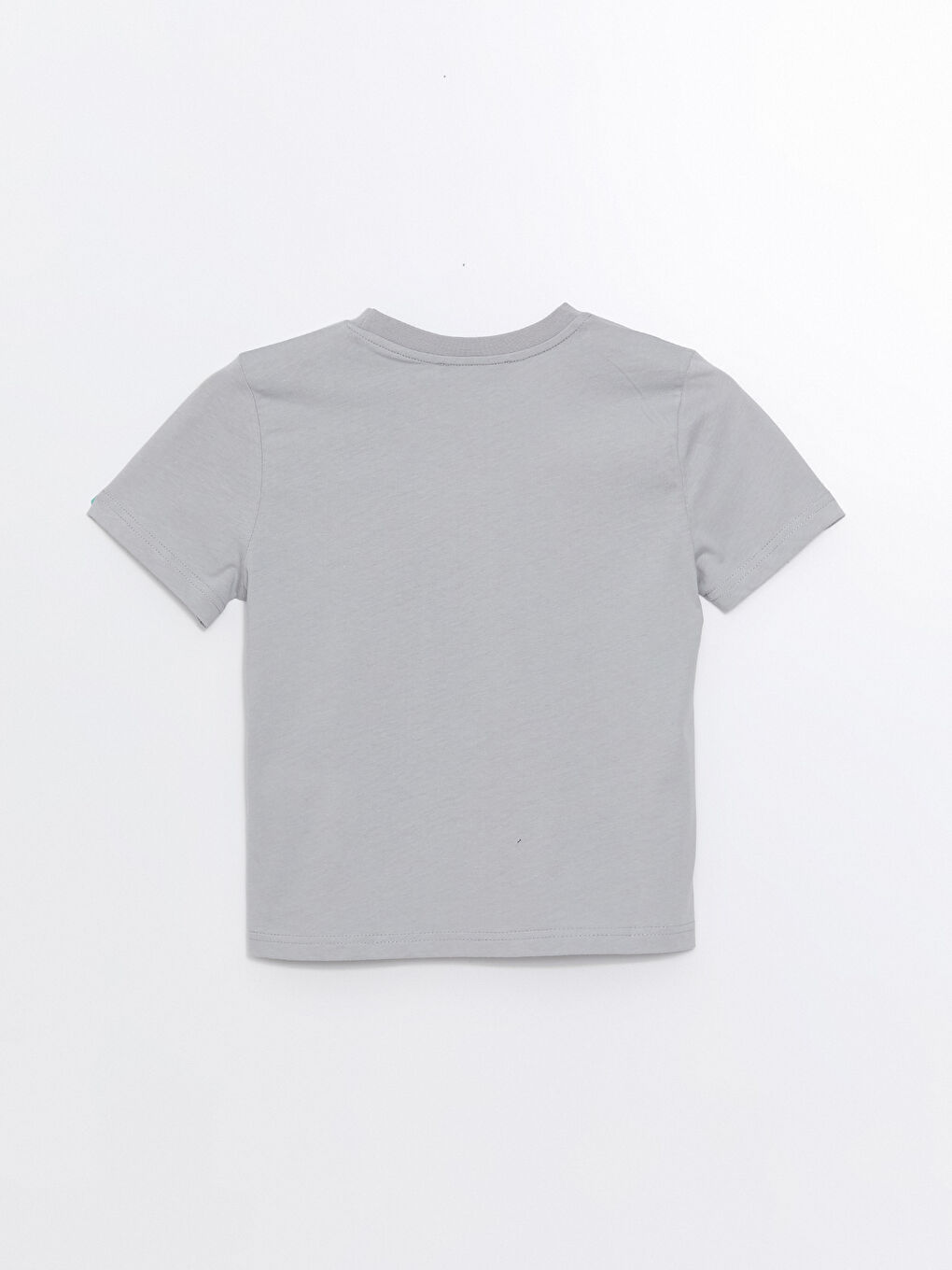 Gri Bisiklet Yaka Baskılı Kısa Kollu Kadın Tişört-5