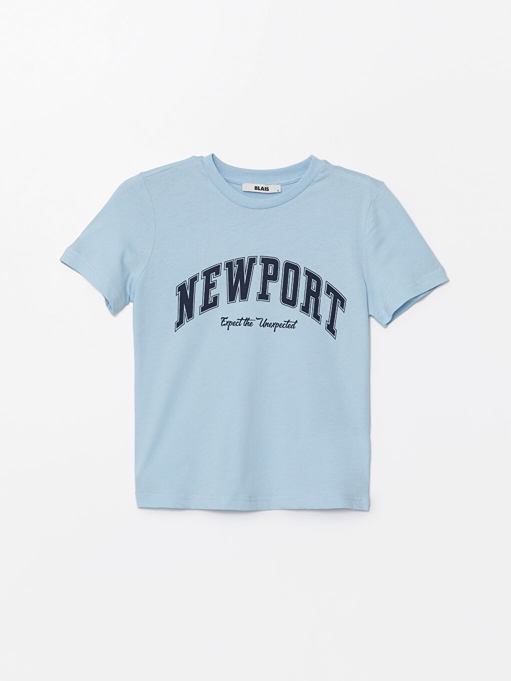 Mavi Bisiklet Yaka Baskılı Kısa Kollu Kadın Tişört-4