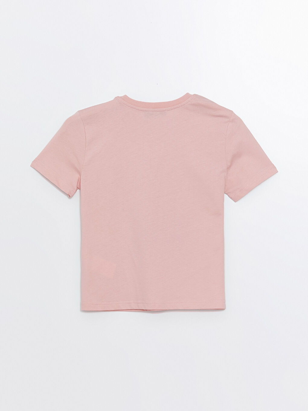 Pembe Bisiklet Yaka Baskılı Kısa Kollu Kadın Tişört-5