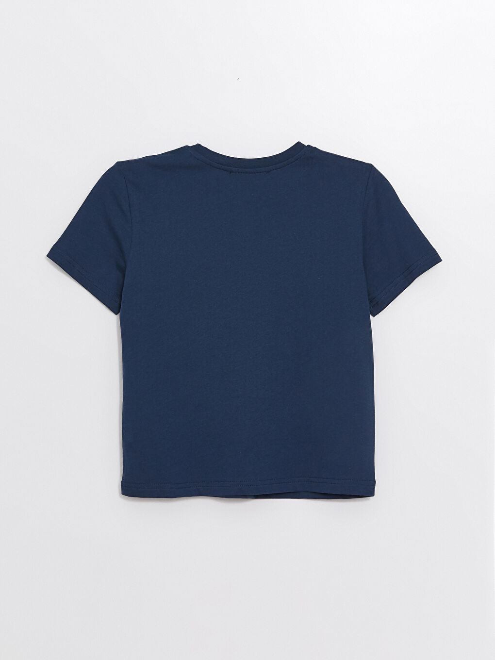 Lacivert Bisiklet Yaka Baskılı Kısa Kollu Kadın Tişört-5