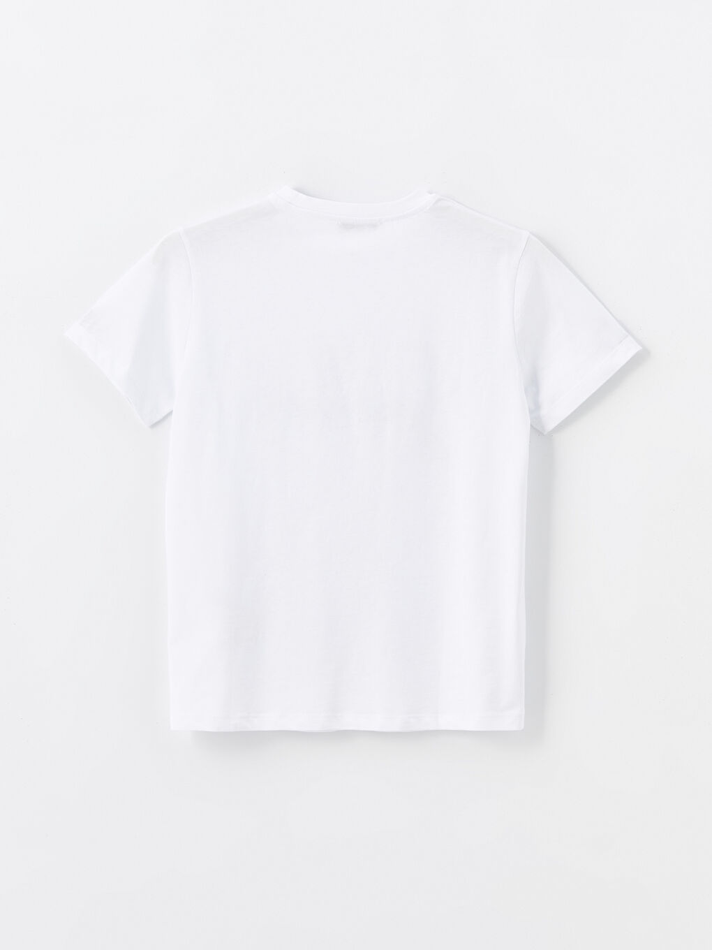 Beyaz Bisiklet Yaka Baskılı Kısa Kollu Kadın Tişört-5