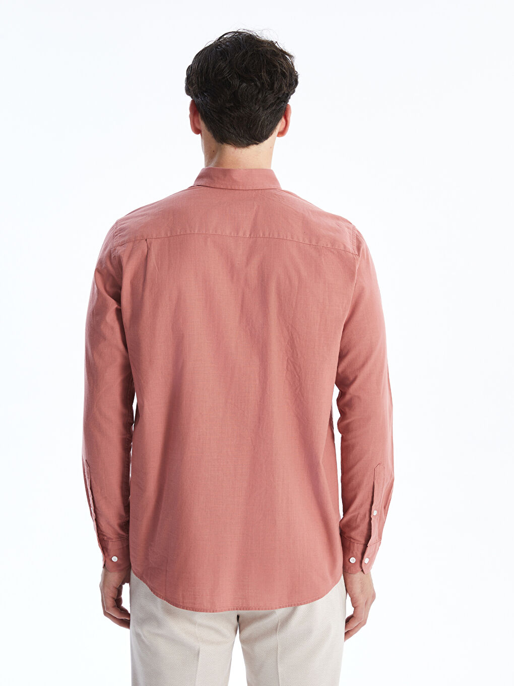 Regular Fit Long Sleeve Poplin Men's Shirt -S4OC30Z8-J3W