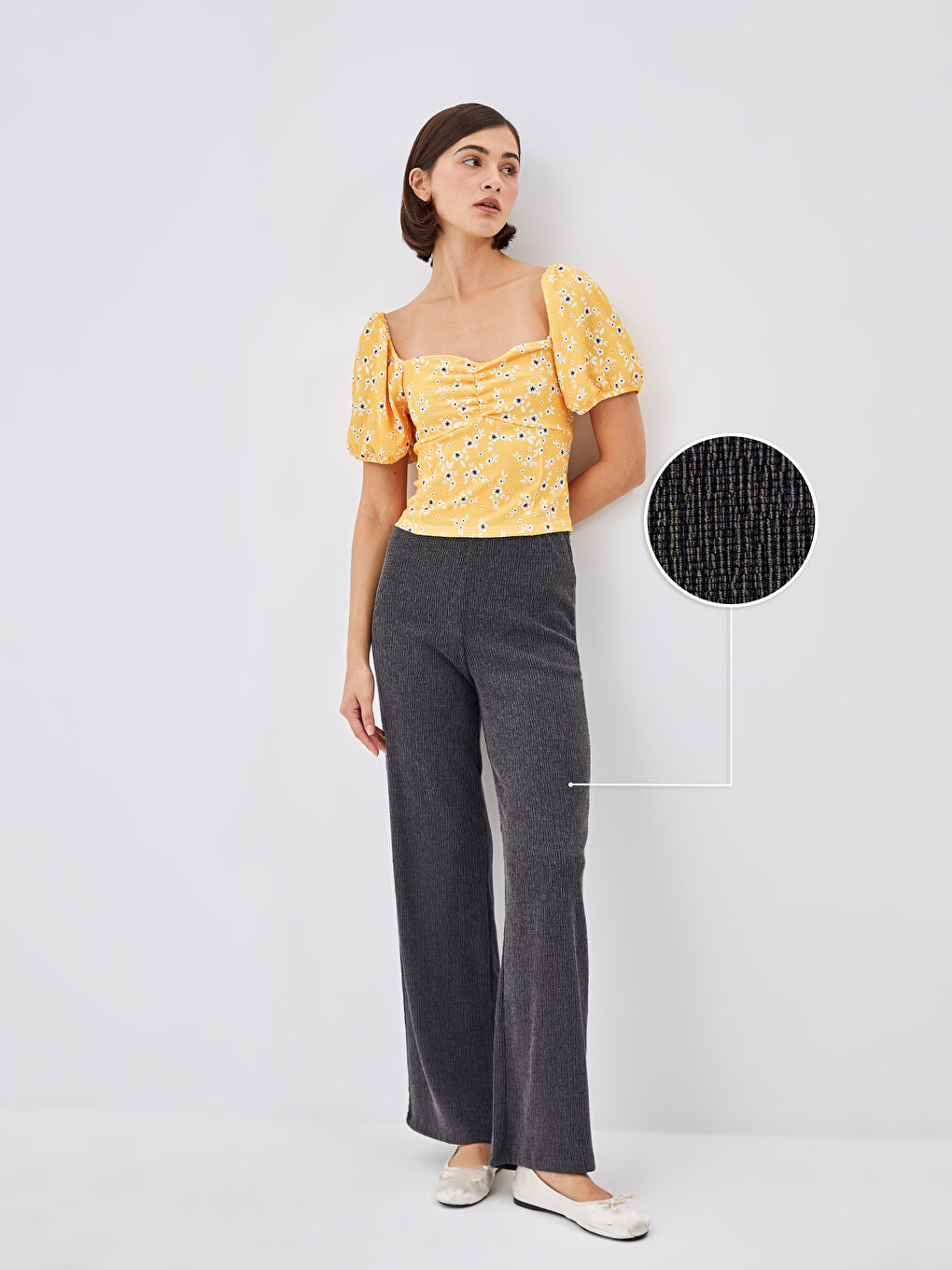 Elastic Waist Textured Women's Trousers -S4OC61Z8-JQN