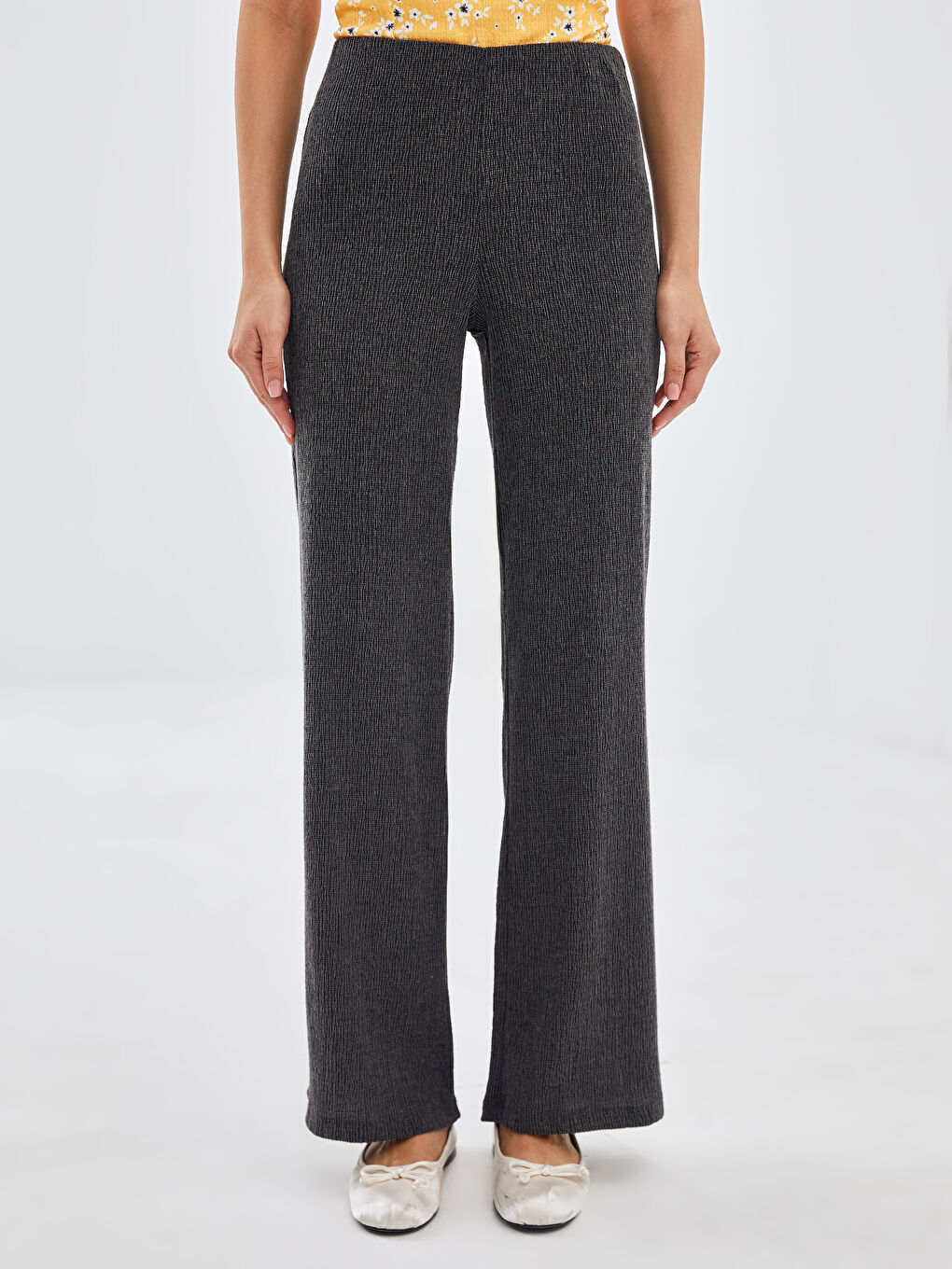Elastic Waist Textured Women's Trousers -S4OC61Z8-JQN