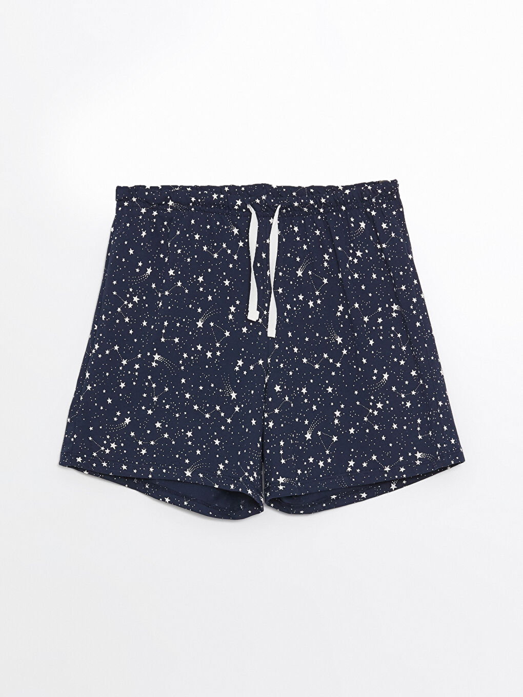 Lacivert Beli Lastikli Desenli Kadın Şort Pijama Altı-1