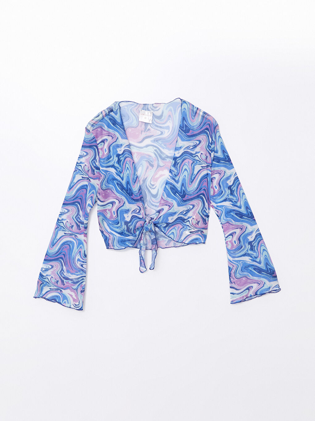 Mor Şal Yaka Desenli Uzun Kollu Kadın Kimono-4