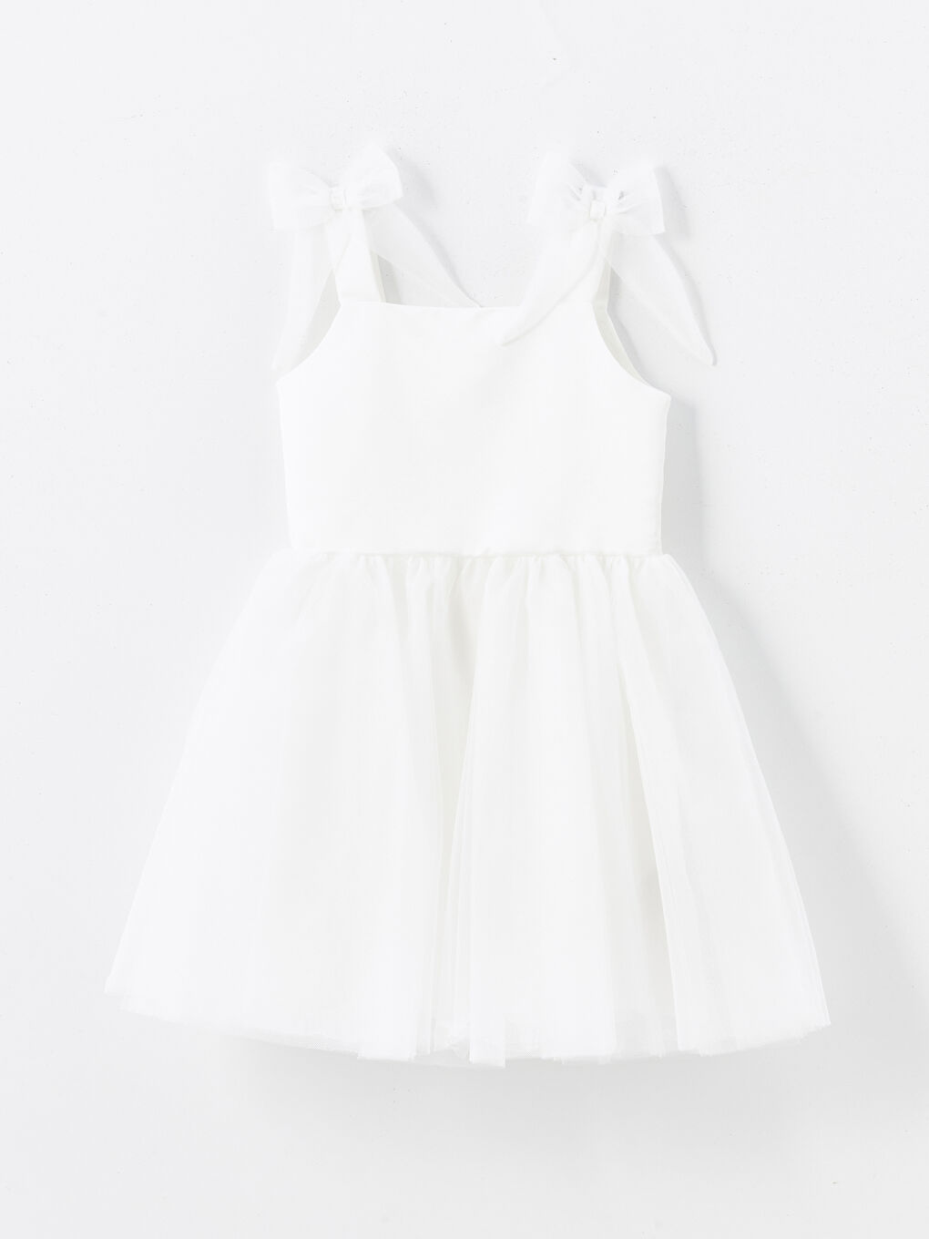 Ekru Kare Yaka Kız Çocuk Tütü Elbise