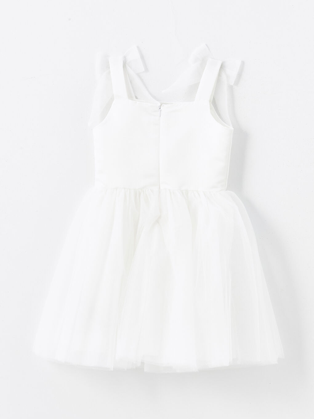 Ekru Kare Yaka Kız Çocuk Tütü Elbise-1