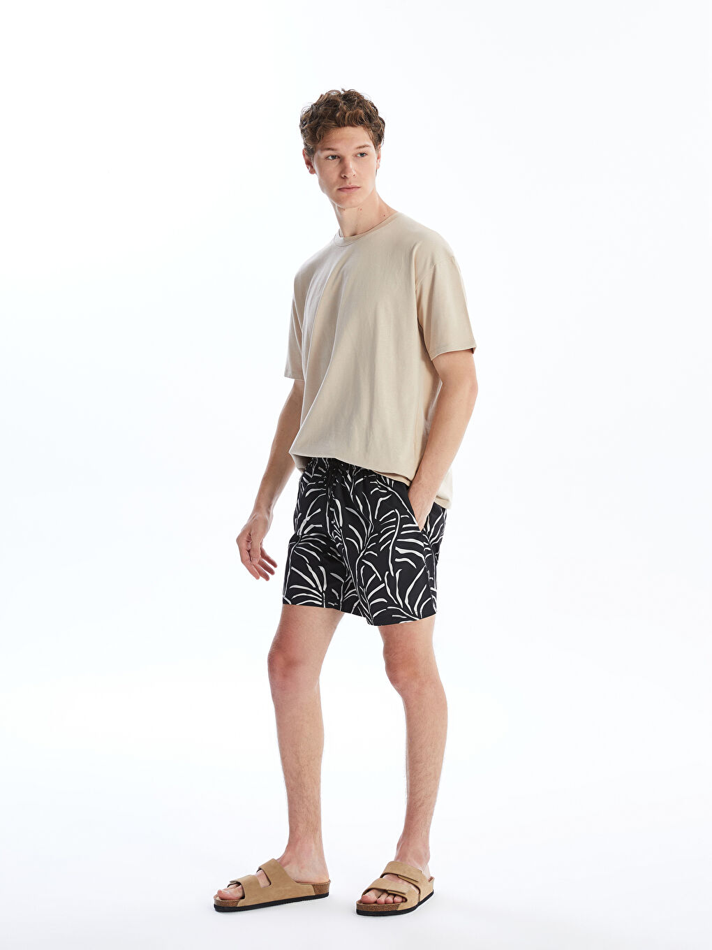 Knee Length Patterned Men's Swimming Shorts