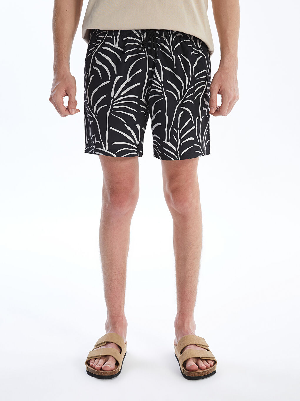 Knee Length Patterned Men's Swimming Shorts-1