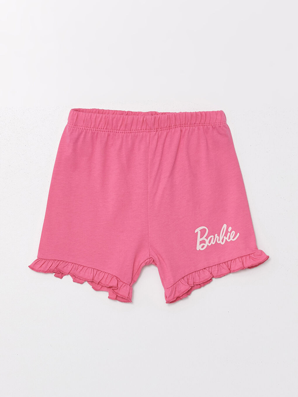 Pembe Beli Lastikli Barbie Baskılı Kız Çocuk Pijama Şort