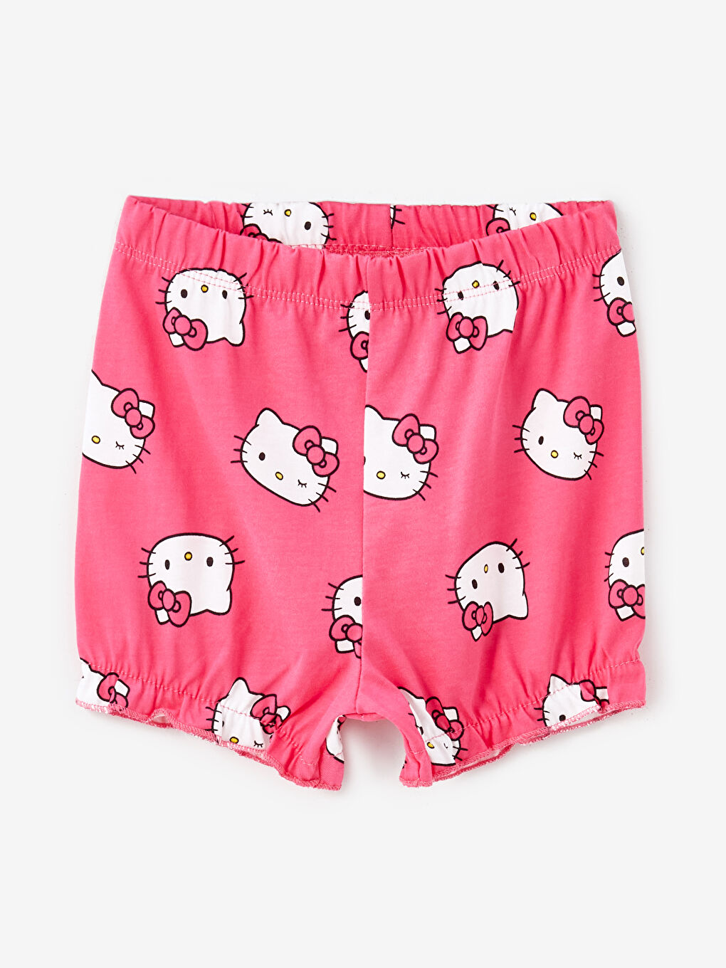 LCW baby Optik Beyaz Bisiklet Yaka Hello Kitty Baskılı Kız Bebek Şortlu Pijama Takımı - 2