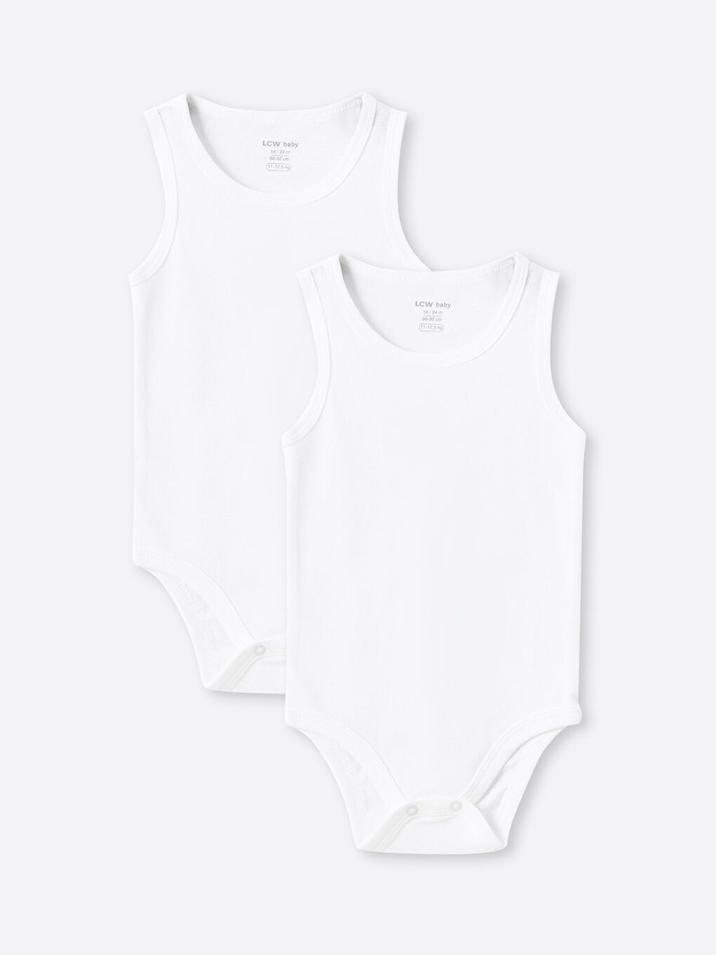 LCW baby Ekru Bisiklet Yaka Basic Kız Bebek Çıtçıtlı Body 2'li