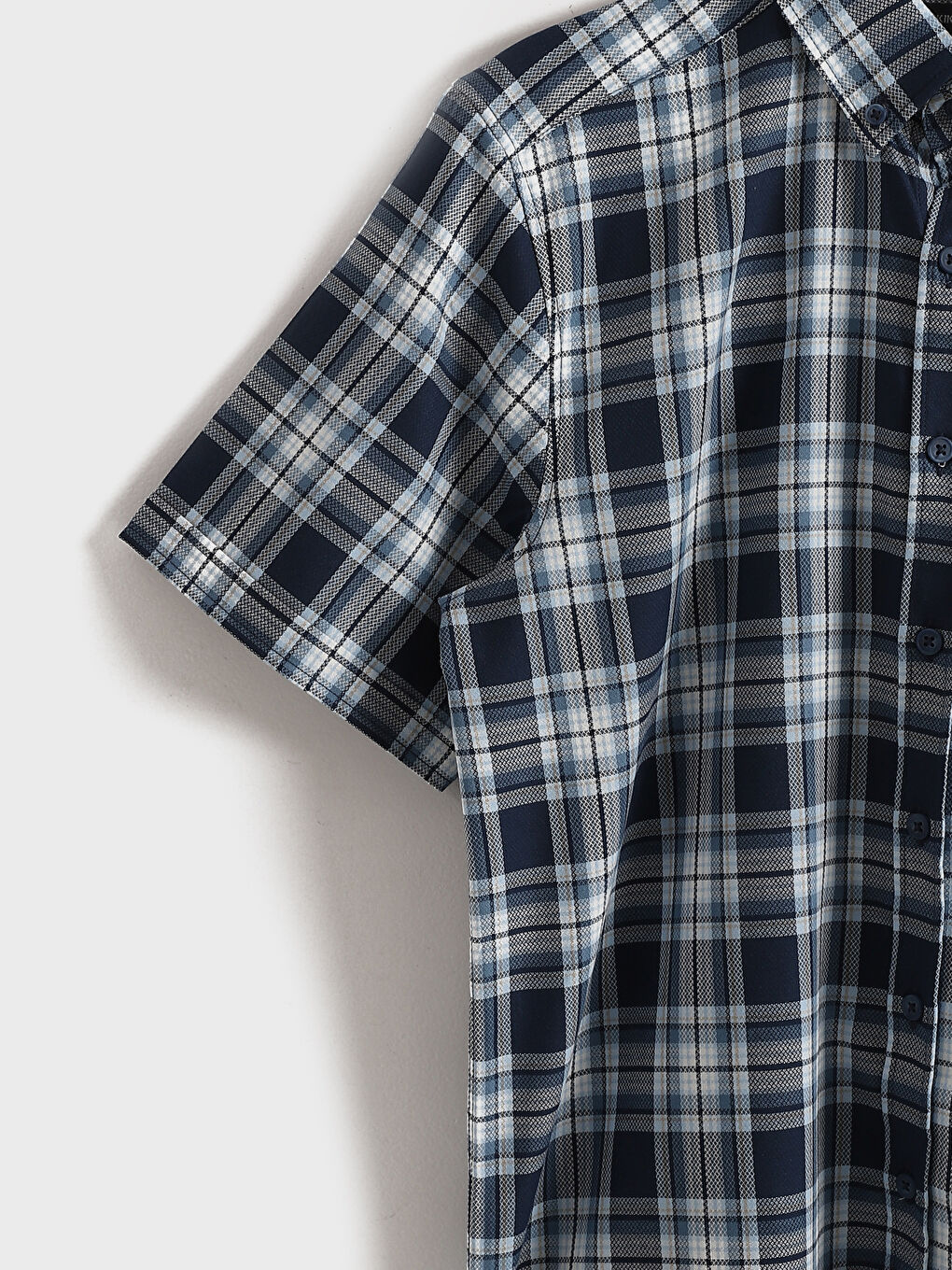 قميص عادي كاروهات كم قصير-3