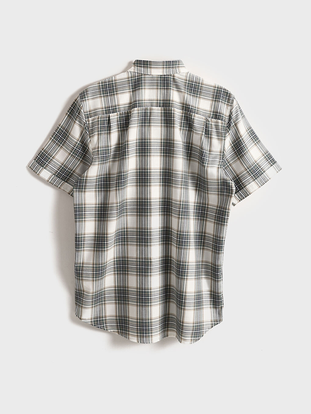 قميص عادي كاروهات كم قصير-1