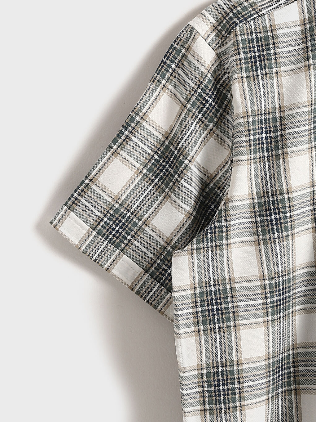 قميص عادي كاروهات كم قصير-3