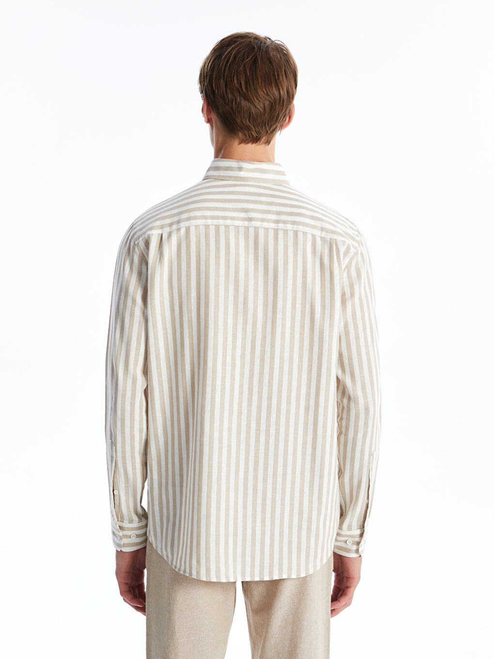 Regular Fit Long Sleeve Striped Men's Shirt -S4OE07Z8-LE8
