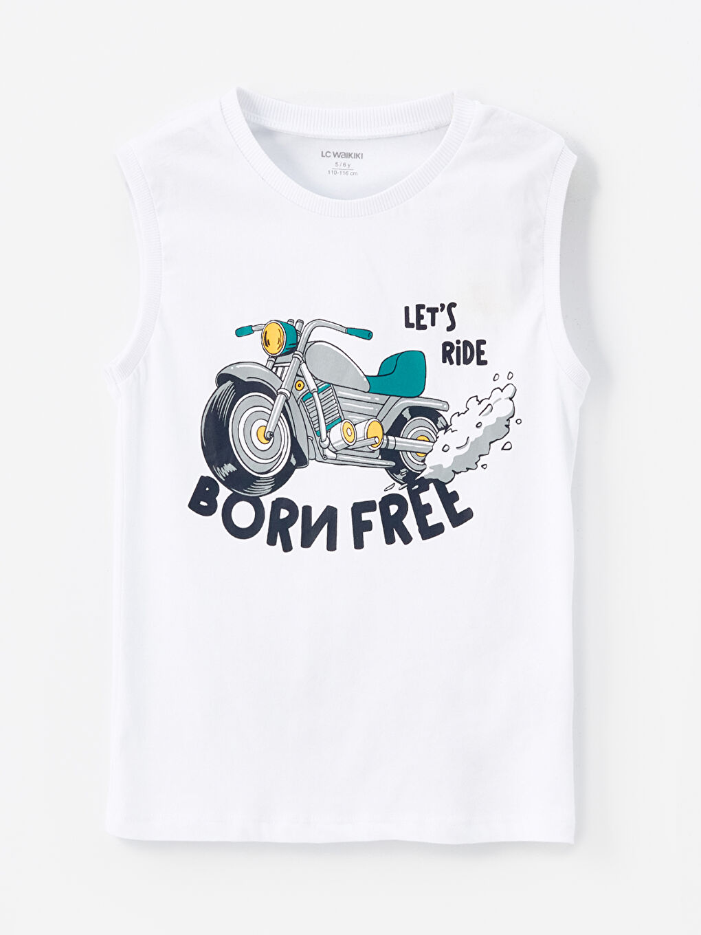 Beyaz Bisiklet Yaka Baskılı Erkek Bebek Atlet