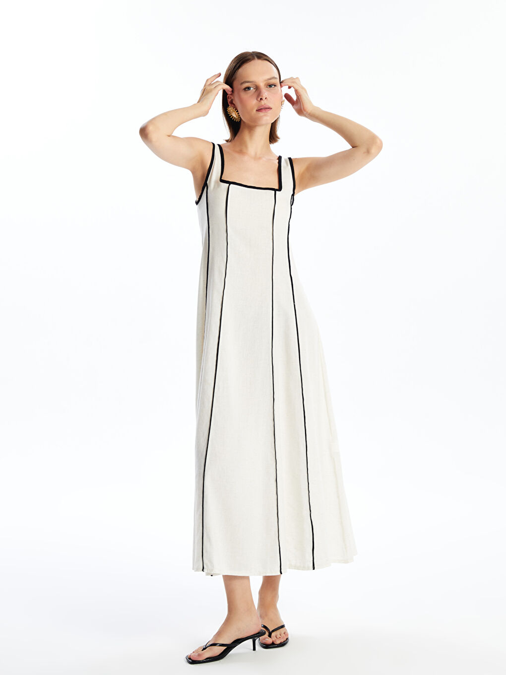 Square Collar Strappy Women's Dress -S4OE32Z8-PUX