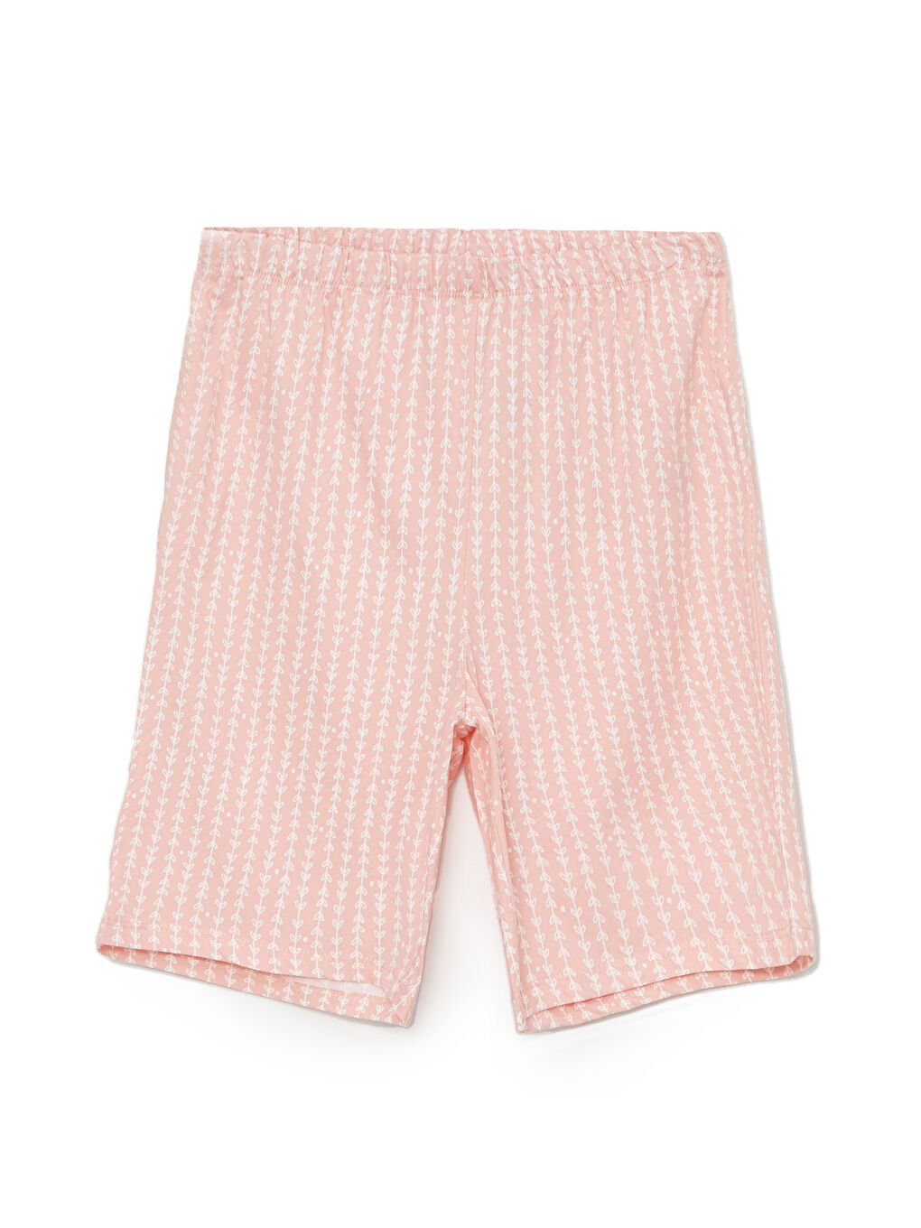 Pembe Beli Lastikli Çizgili Kadın Şort Pijama Altı