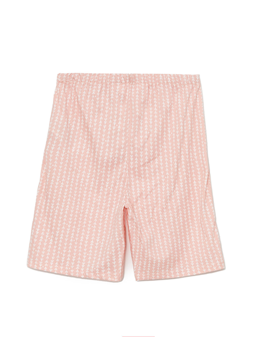 Pembe Beli Lastikli Çizgili Kadın Şort Pijama Altı-1