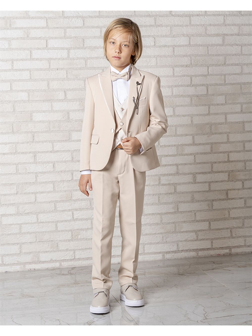 Bej Erkek Çocuk Takım Elbise
