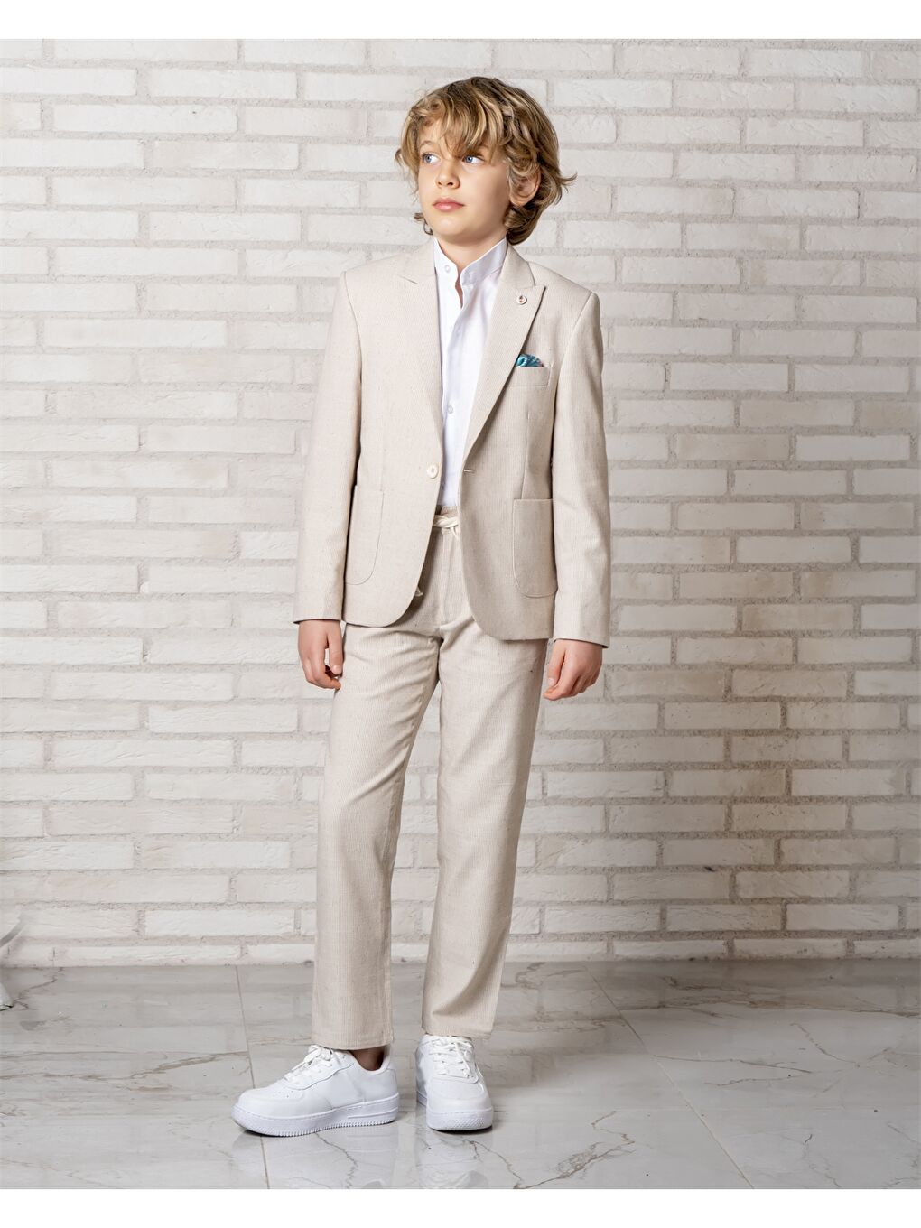 Bej Erkek Çocuk Takım Elbise
