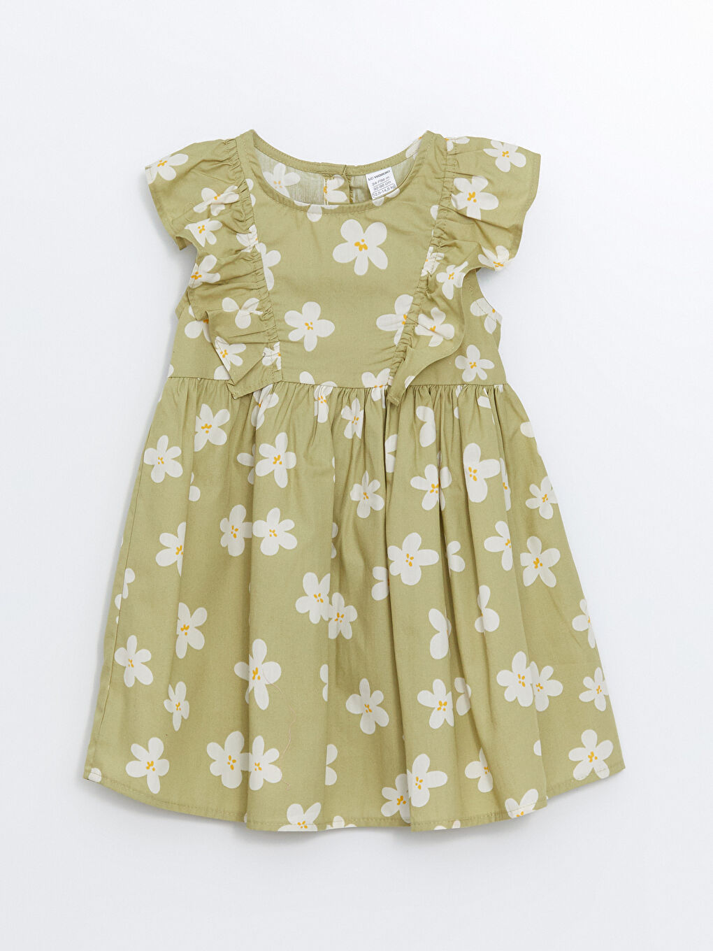 فستان للبنات الرضع بوبلين مزهر بأكمام قصيرة