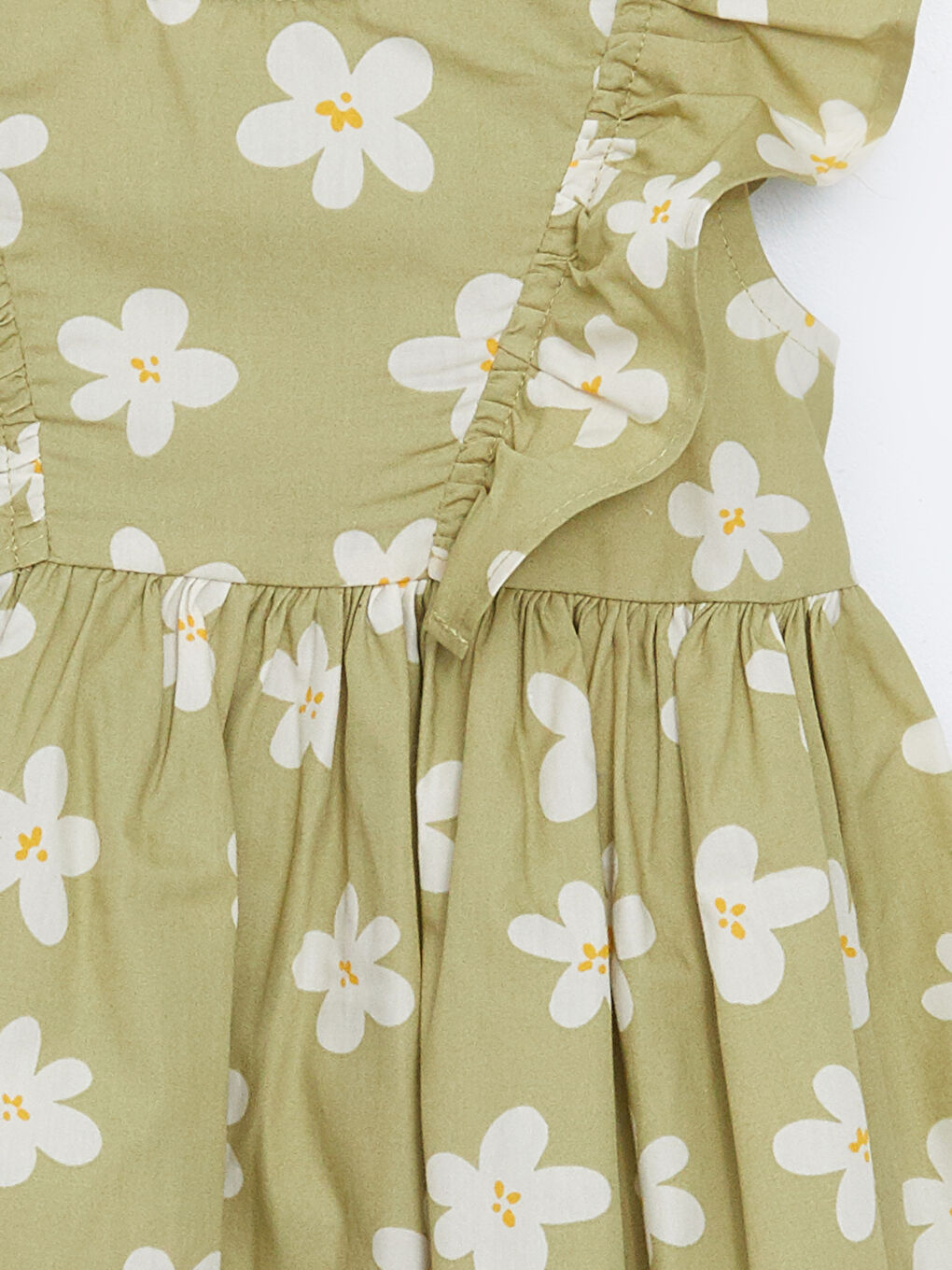 فستان للبنات الرضع بوبلين مزهر بأكمام قصيرة-1