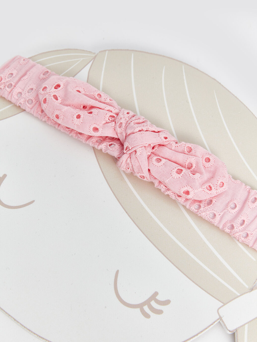 Pembe Fiyonk Desenli Kız Bebek Saç Bandı-1