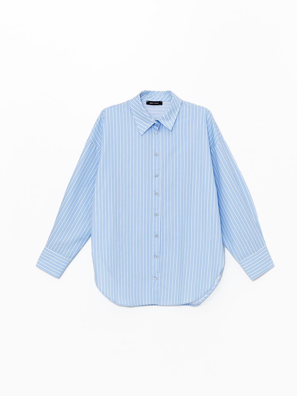 Striped Long Sleeve Oversize Women's Shirt -S4OF86Z8-LEN