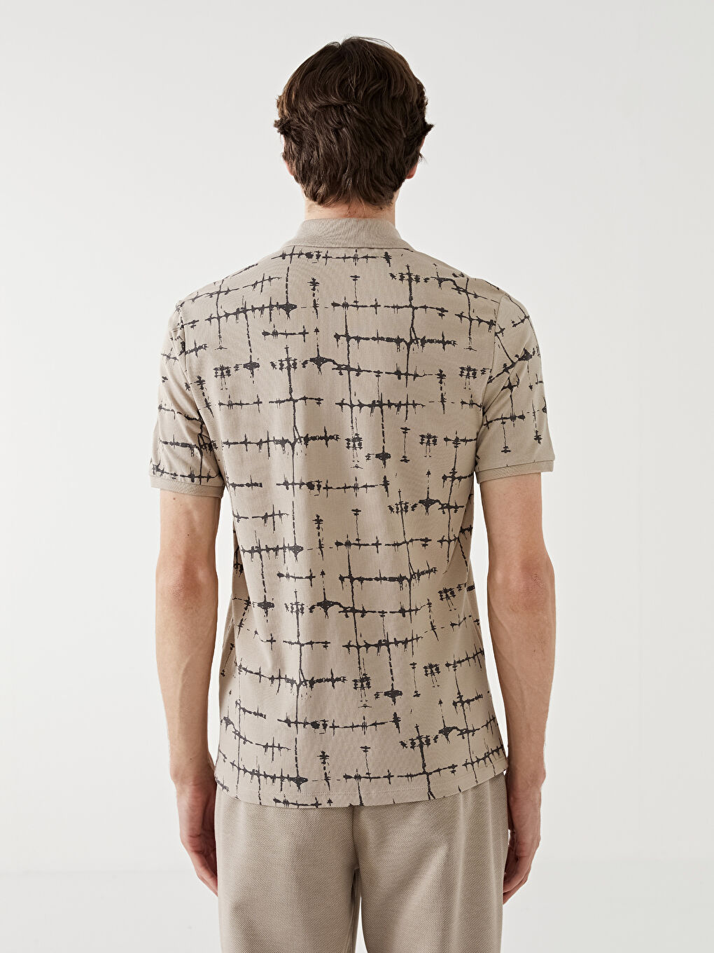 Polo Neck Short Sleeve Patterned Pike Men's T-shirt -S4OG00Z8-HZZ