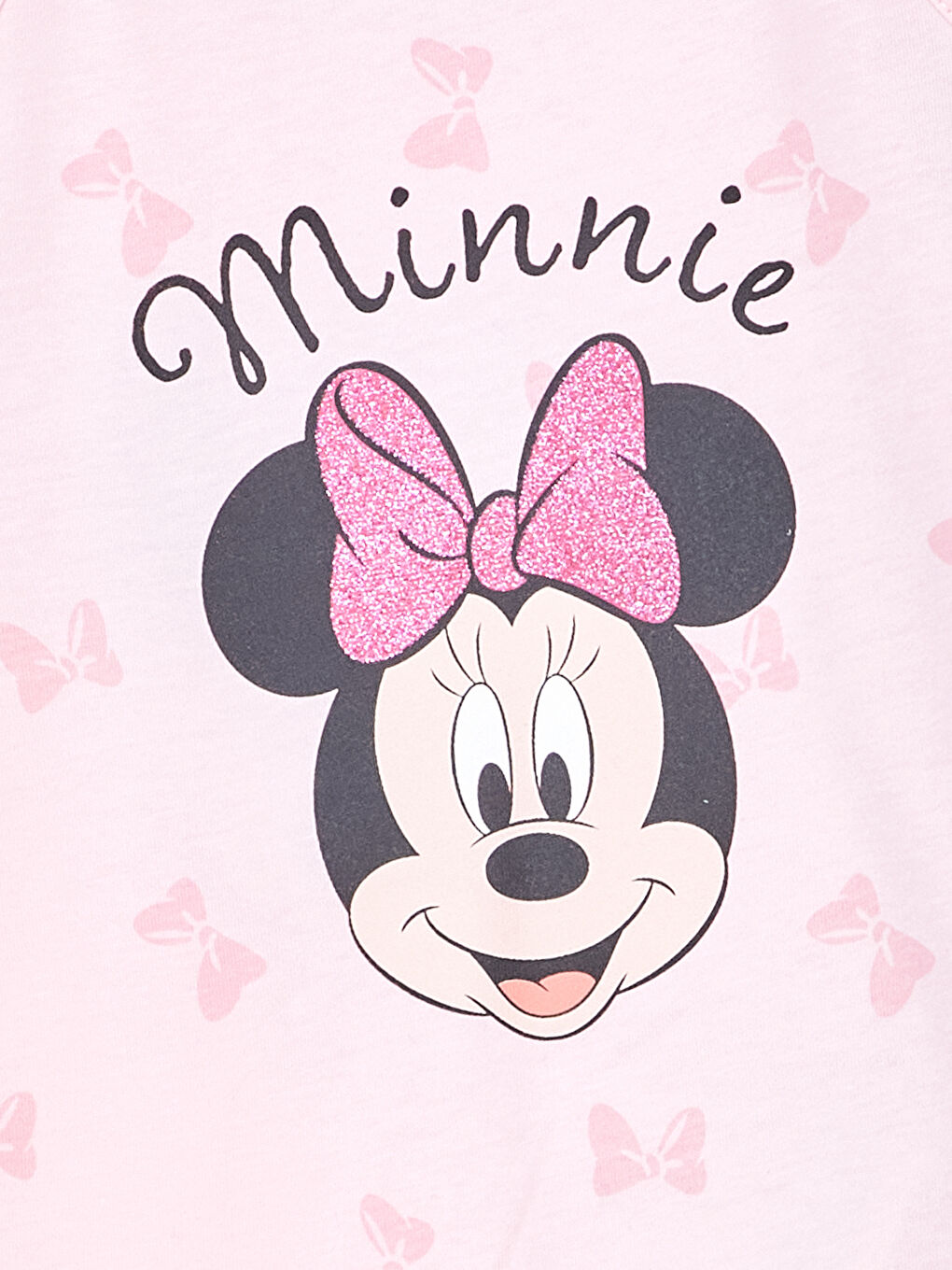 Pembe Minnie Mouse Baskılı Kız Bebek Tişört-2