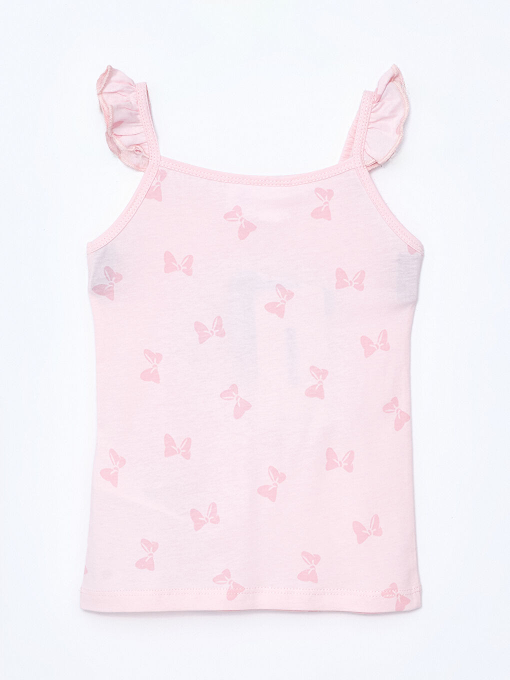 LCW baby Açık Pembe Baskılı Kare Yaka Askılı Minnie Mouse Baskılı Kız Bebek Şortlu Pijama Takım - 3