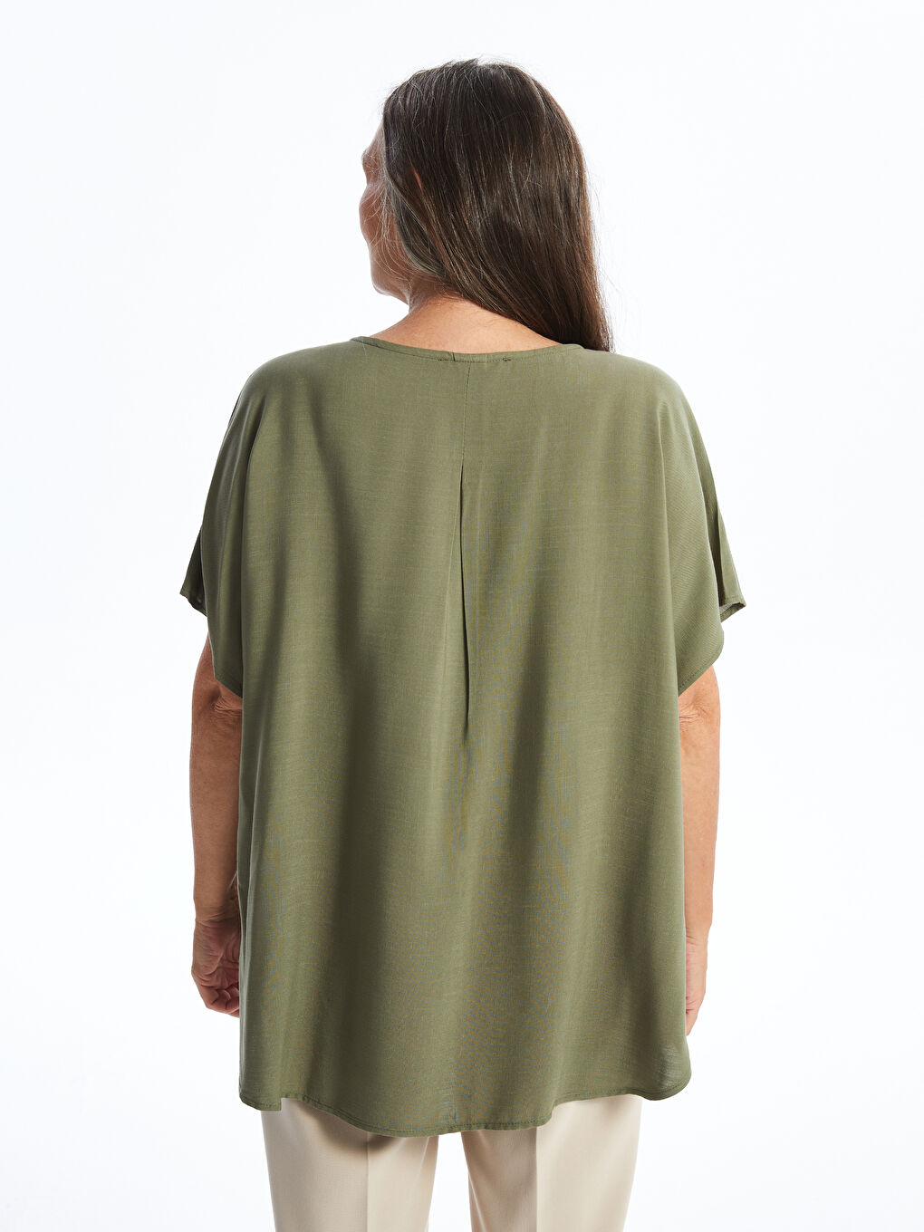 V Neck Straight Short Sleeve Women Blouse -S4OG52Z8-L5C