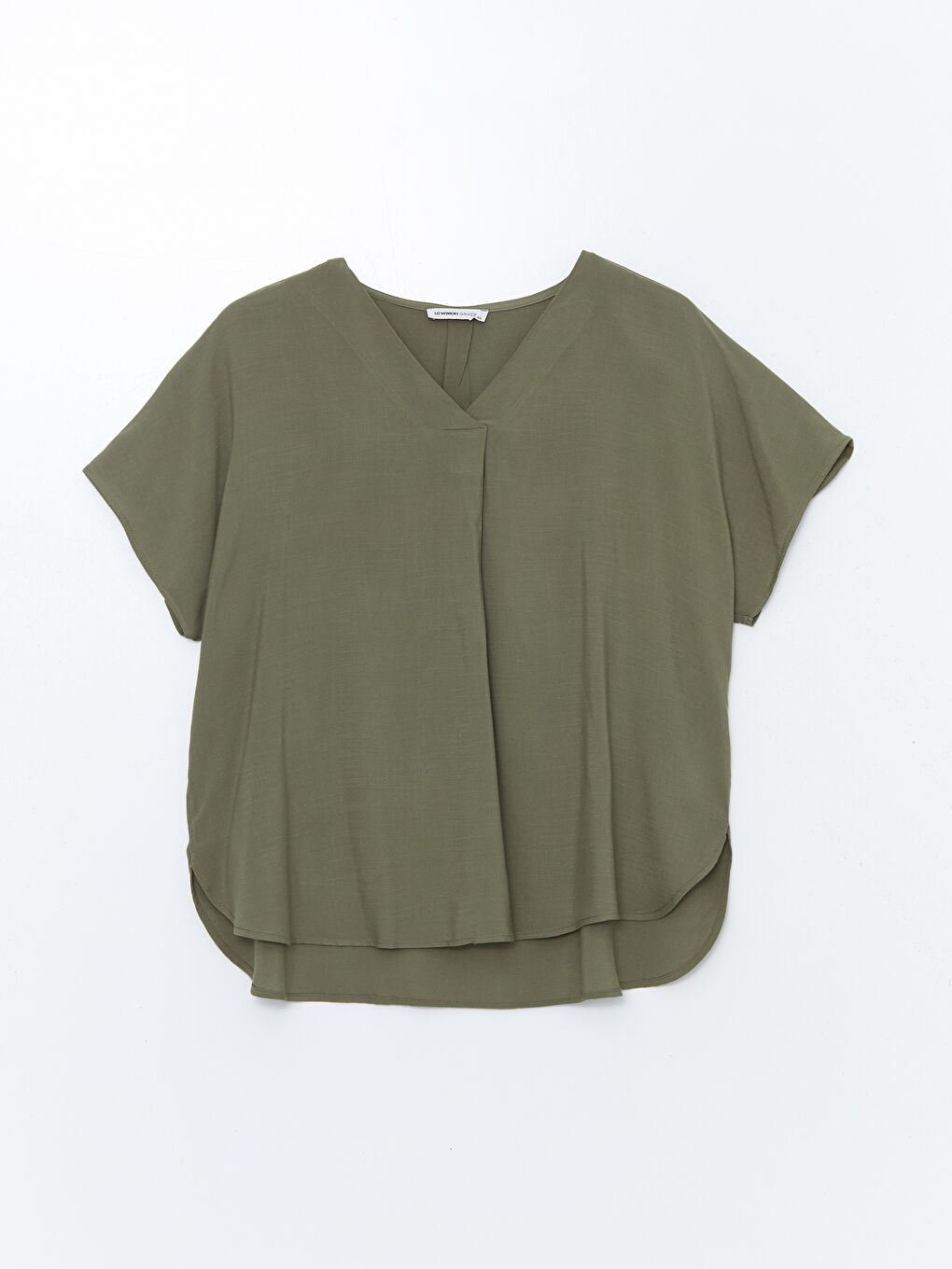 V Neck Straight Short Sleeve Women Blouse -S4OG52Z8-L5C