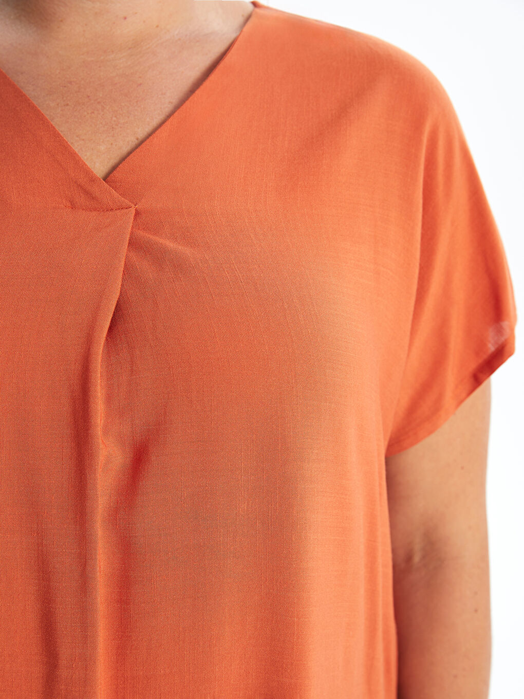 V Neck Straight Short Sleeve Women Blouse -S4OG52Z8-REV