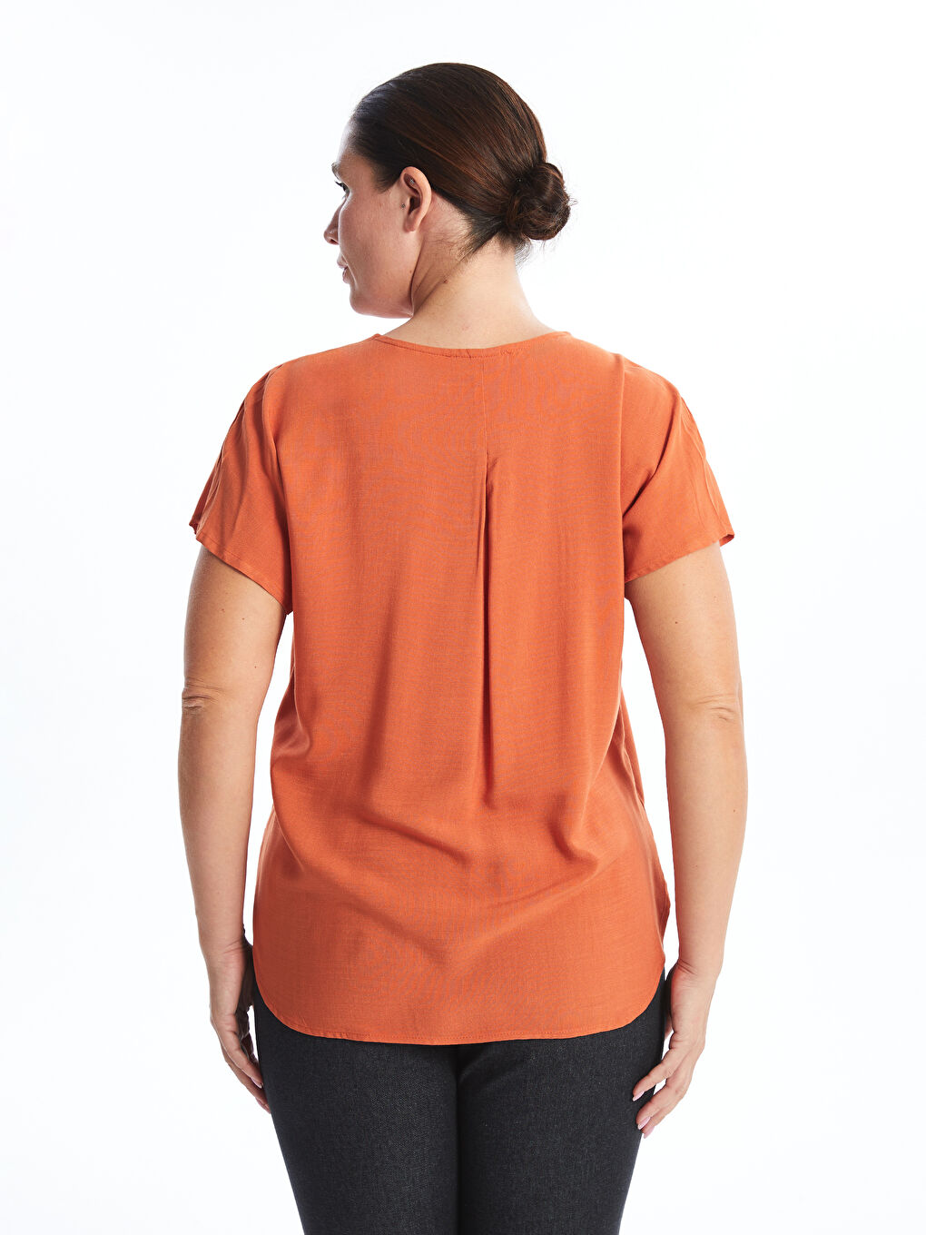 V Neck Straight Short Sleeve Women Blouse -S4OG52Z8-REV