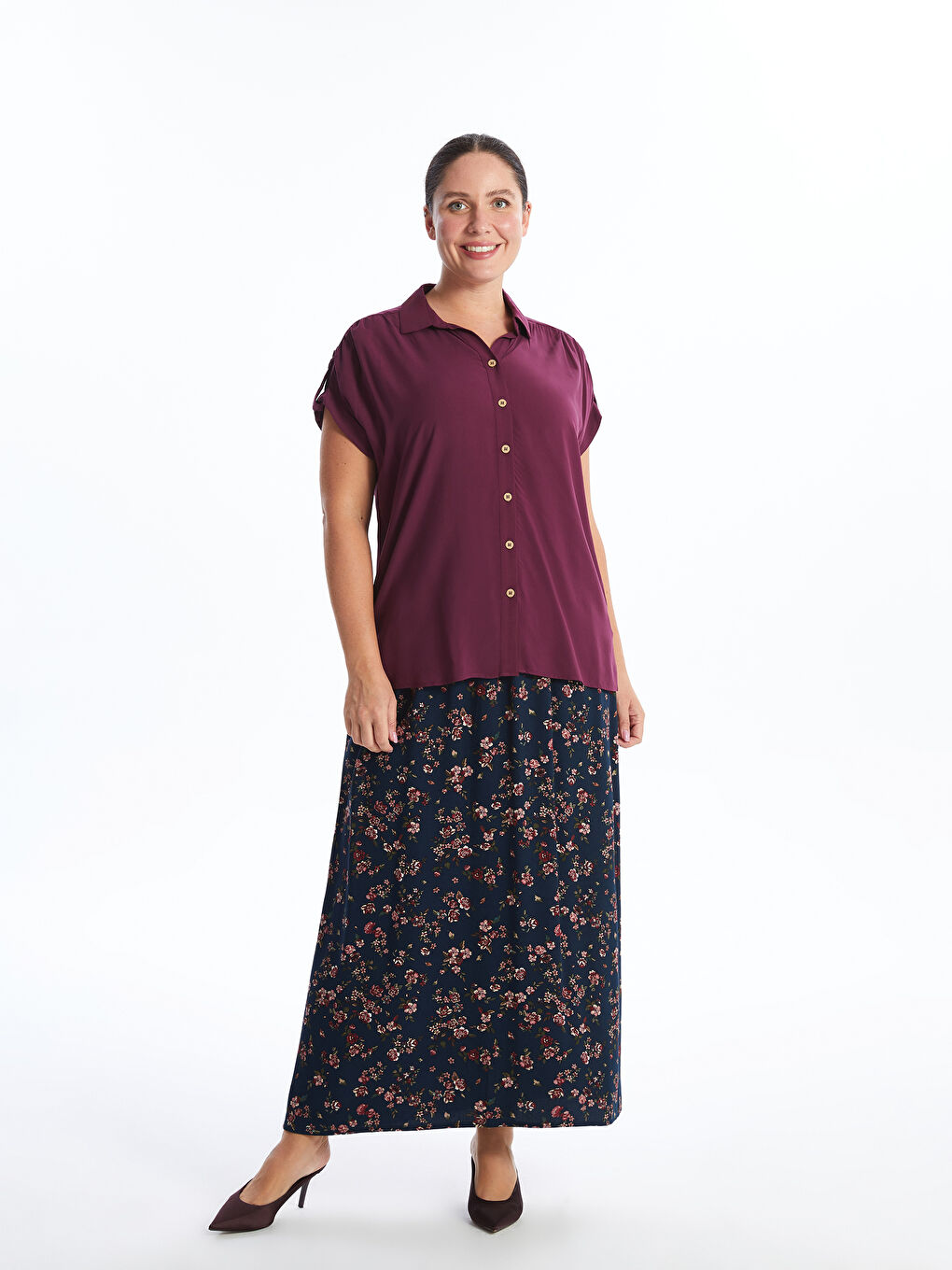 Plain Short-Sleeve Poplin Women's Shirt -S4OG61Z8-JRP