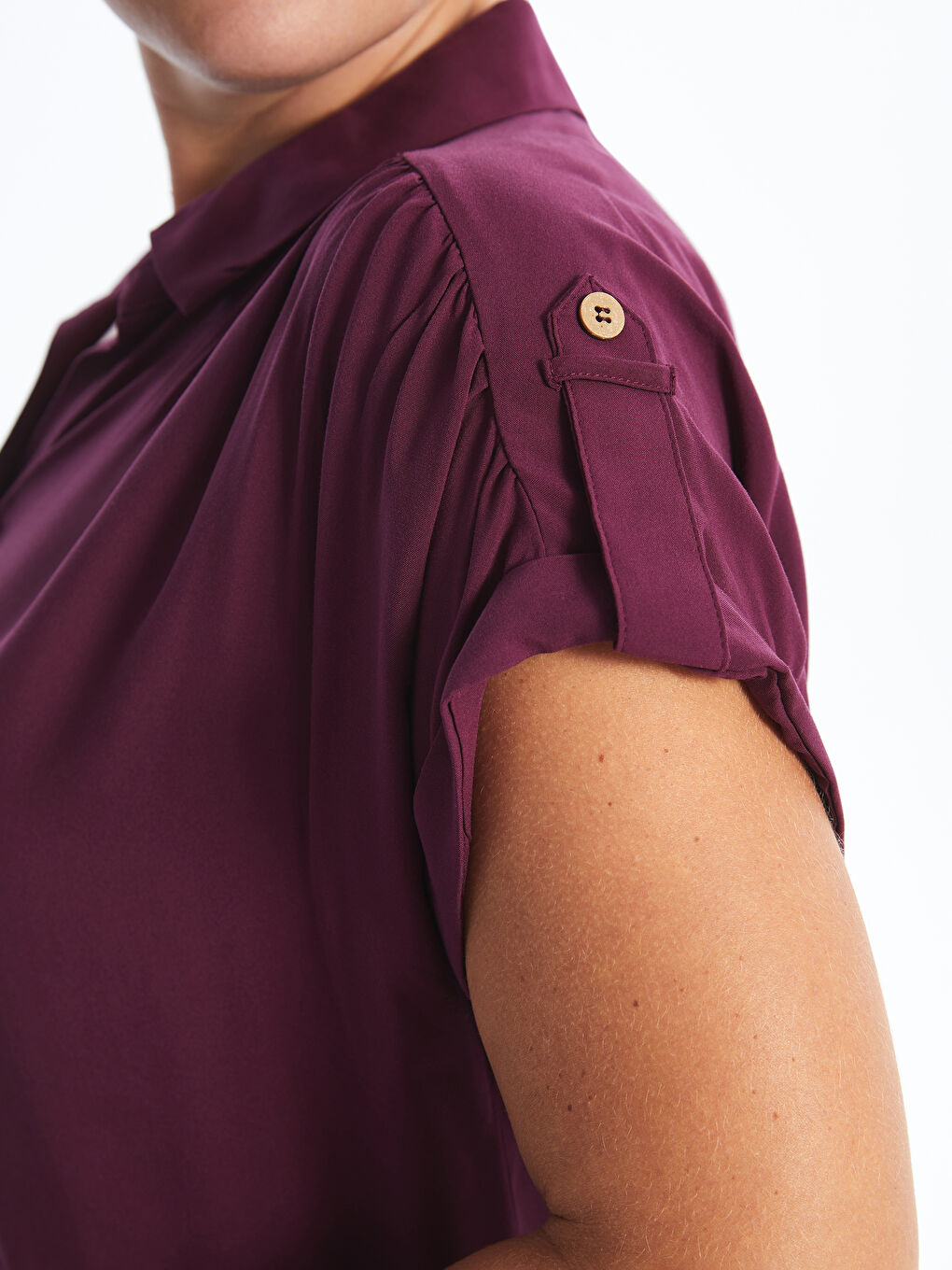 Plain Short-Sleeve Poplin Women's Shirt -S4OG61Z8-JRP