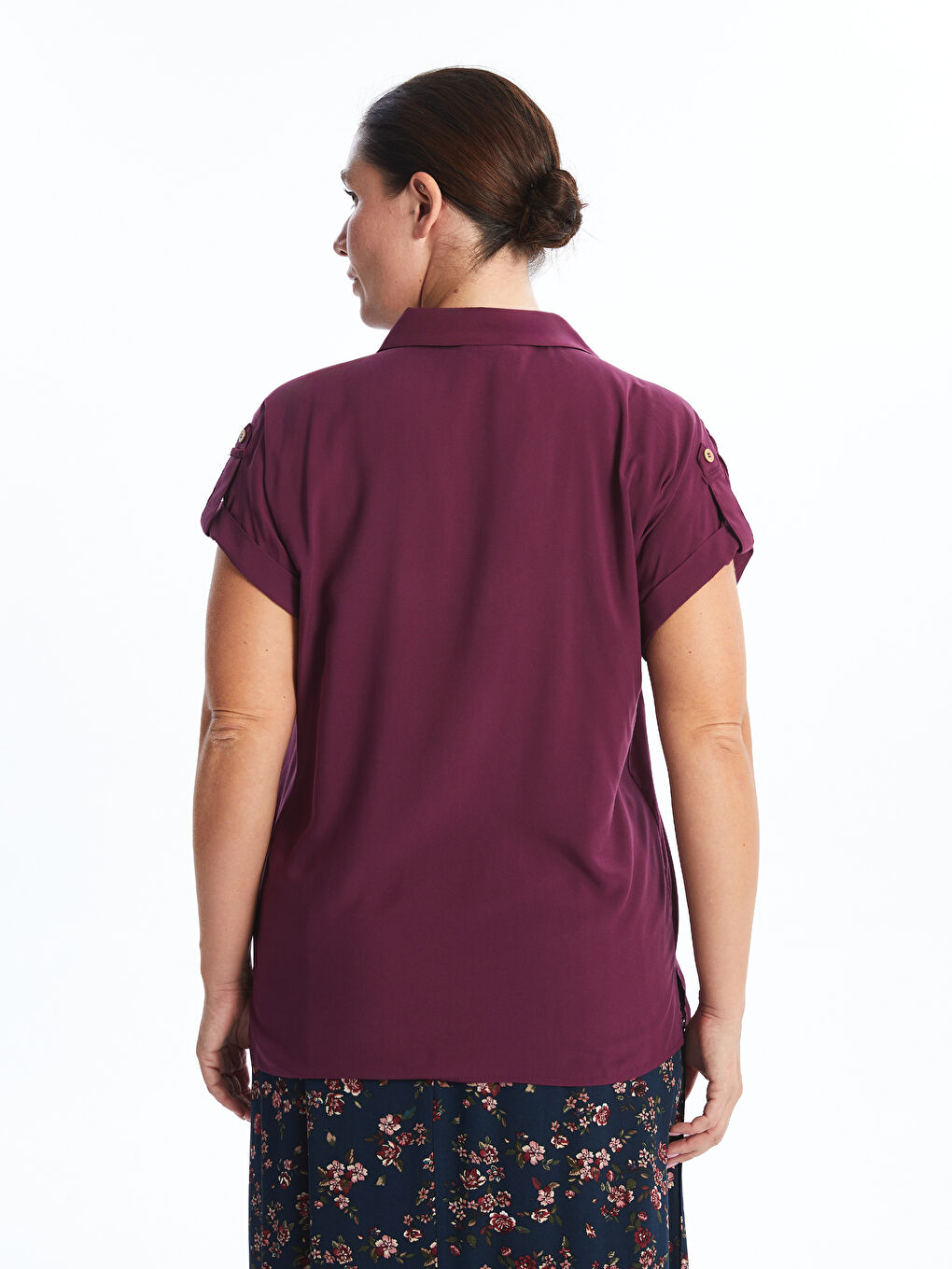 Plain Short-Sleeve Poplin Women's Shirt -S4OG61Z8-JRP