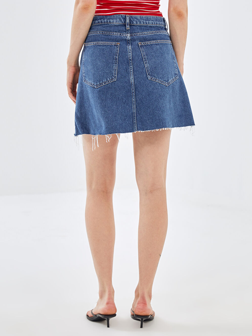 İndigo Standart Fit Kadın Jean Etek-3