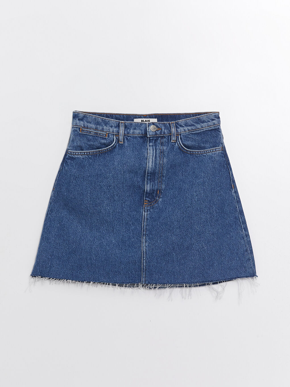 İndigo Standart Fit Kadın Jean Etek-4