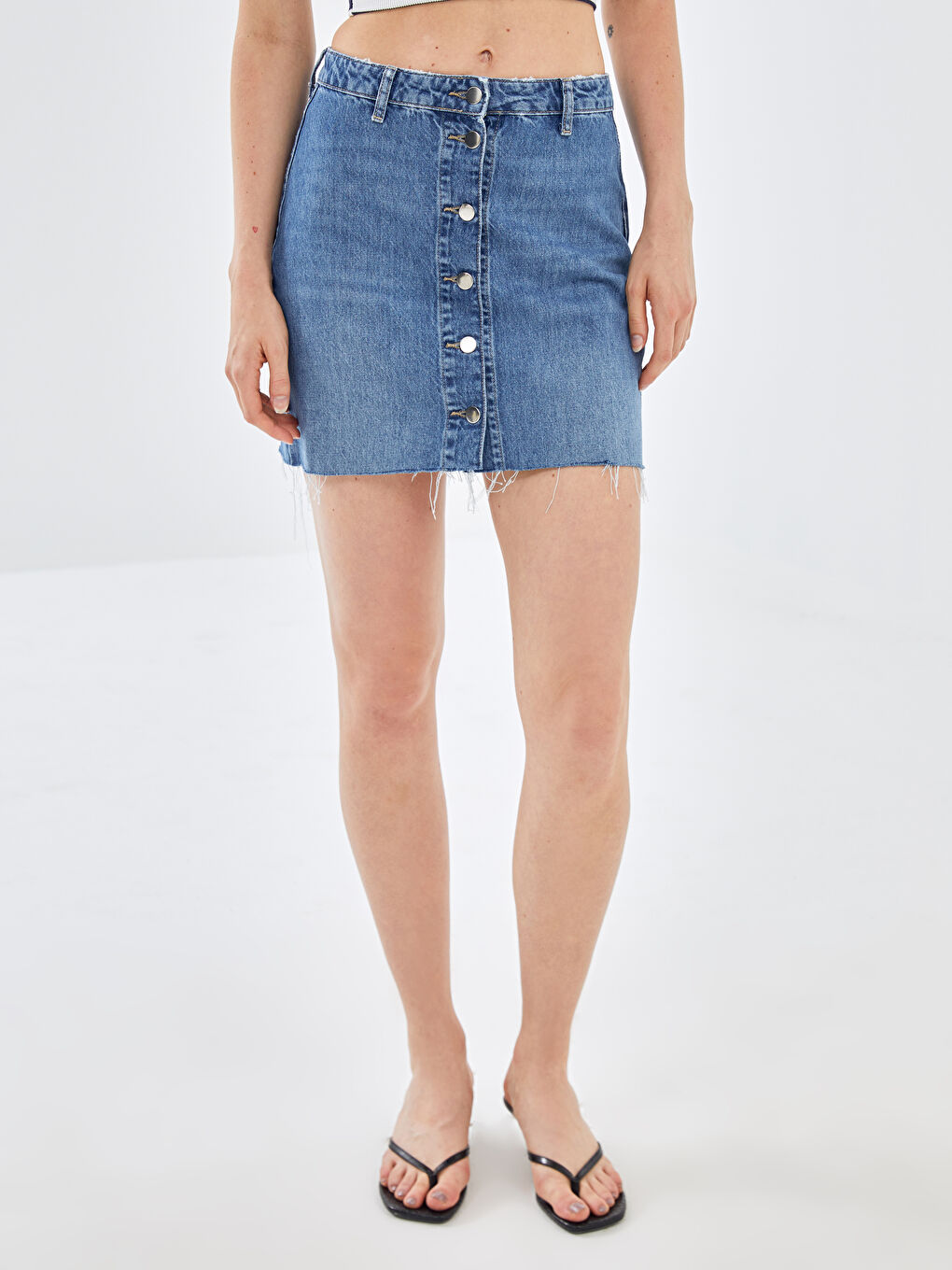 BLAİS Indigo Standart Fit Kadın Jean Etek - 1