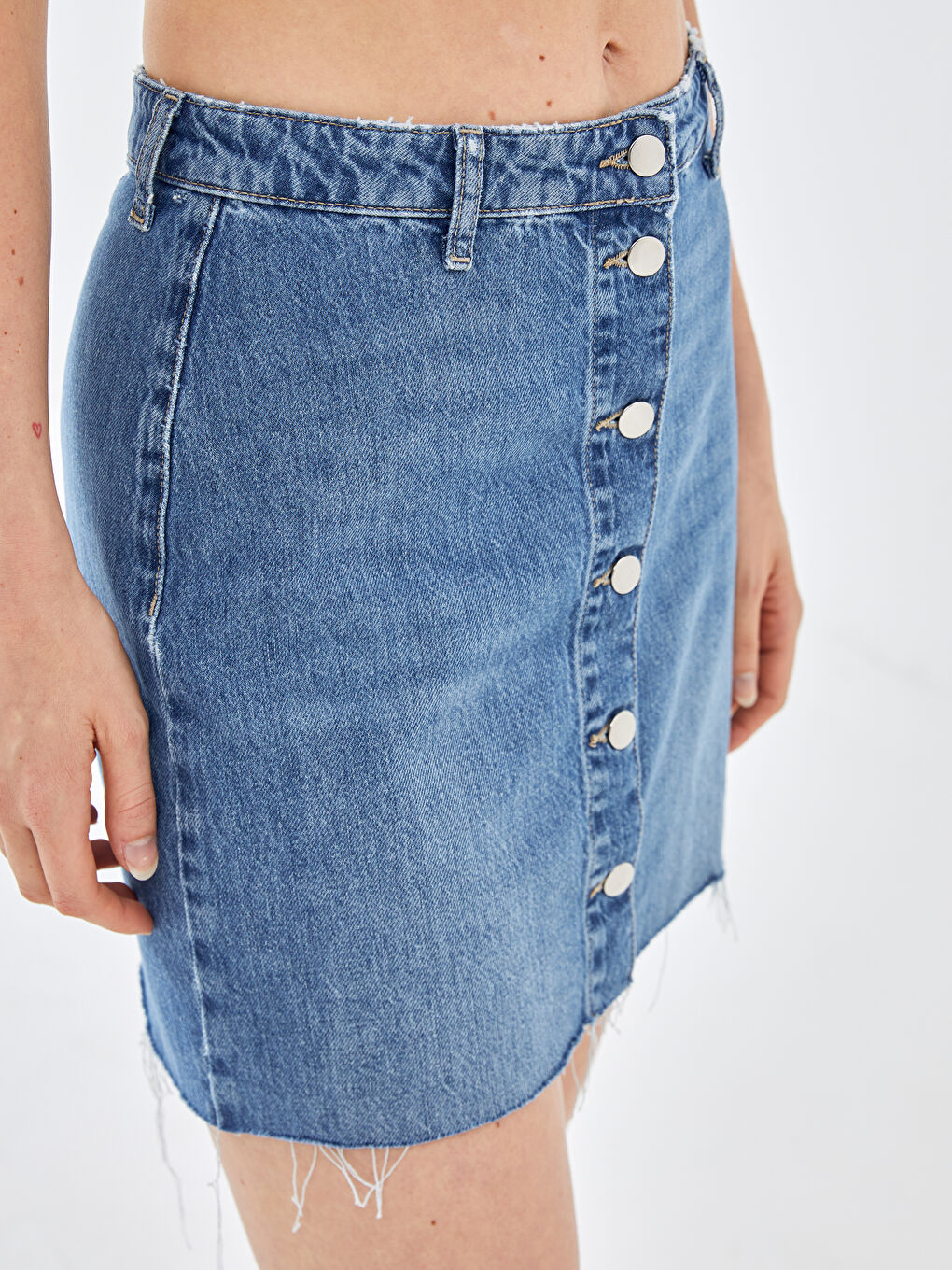 BLAİS Indigo Standart Fit Kadın Jean Etek - 2