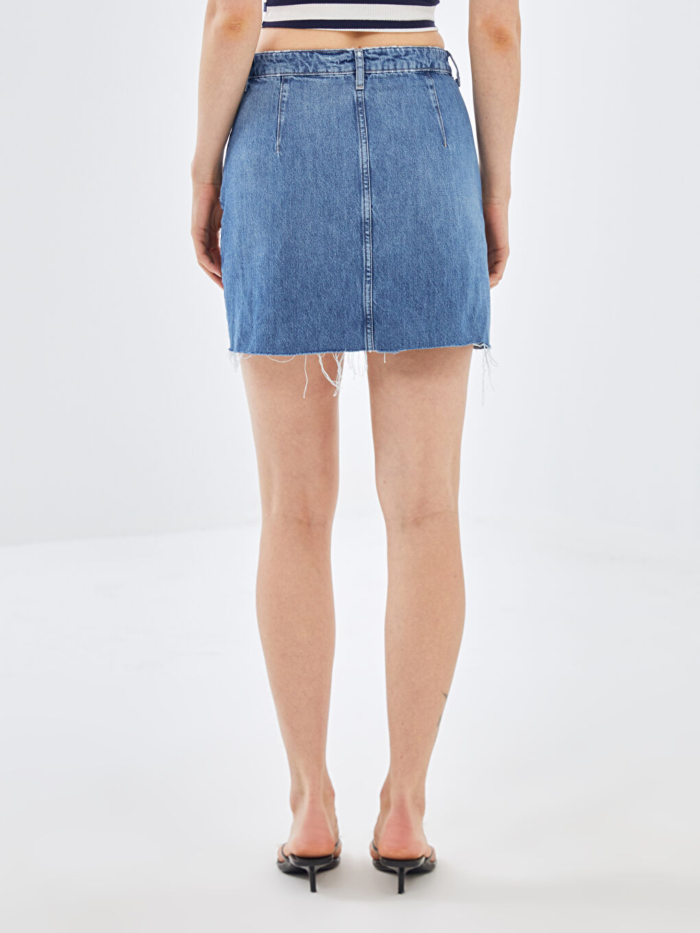 BLAİS Indigo Standart Fit Kadın Jean Etek - 3