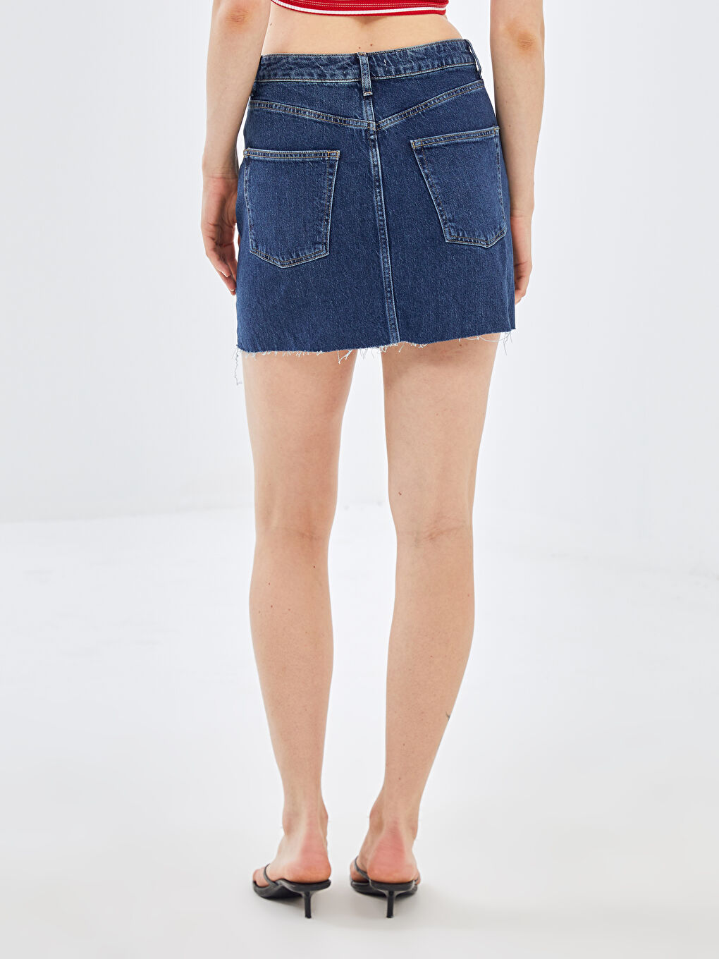 İndigo Standart Fit Kadın Jean Etek-3