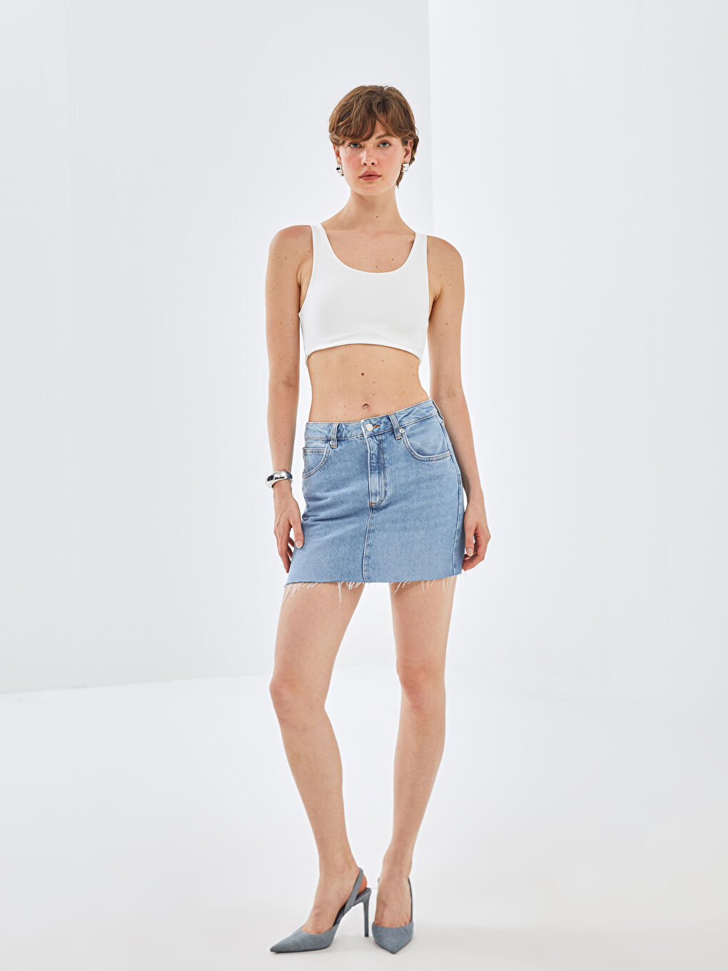 İndigo Standart Fit Kadın Jean Etek